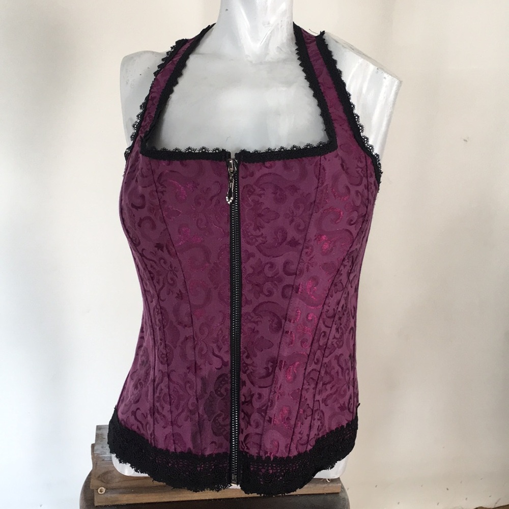 Lace and Embroidered corset with lace back